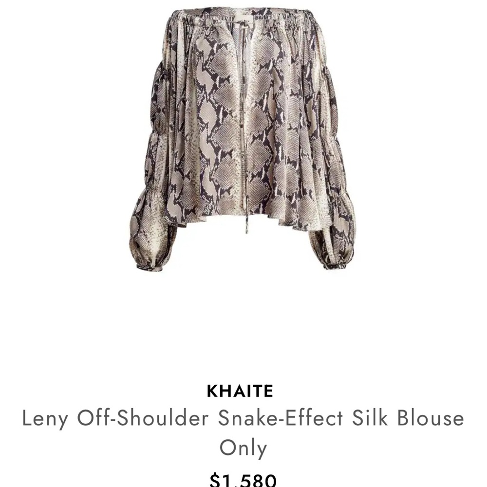 KHAITE Leny Snake-effect Print Off shoulder Blouse